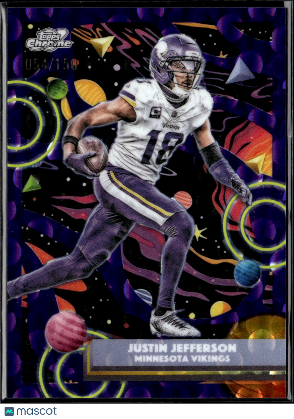 Justin Jefferson 2025 Topps Chrome Cosmic Purple Refractor 54/150 Vikings
