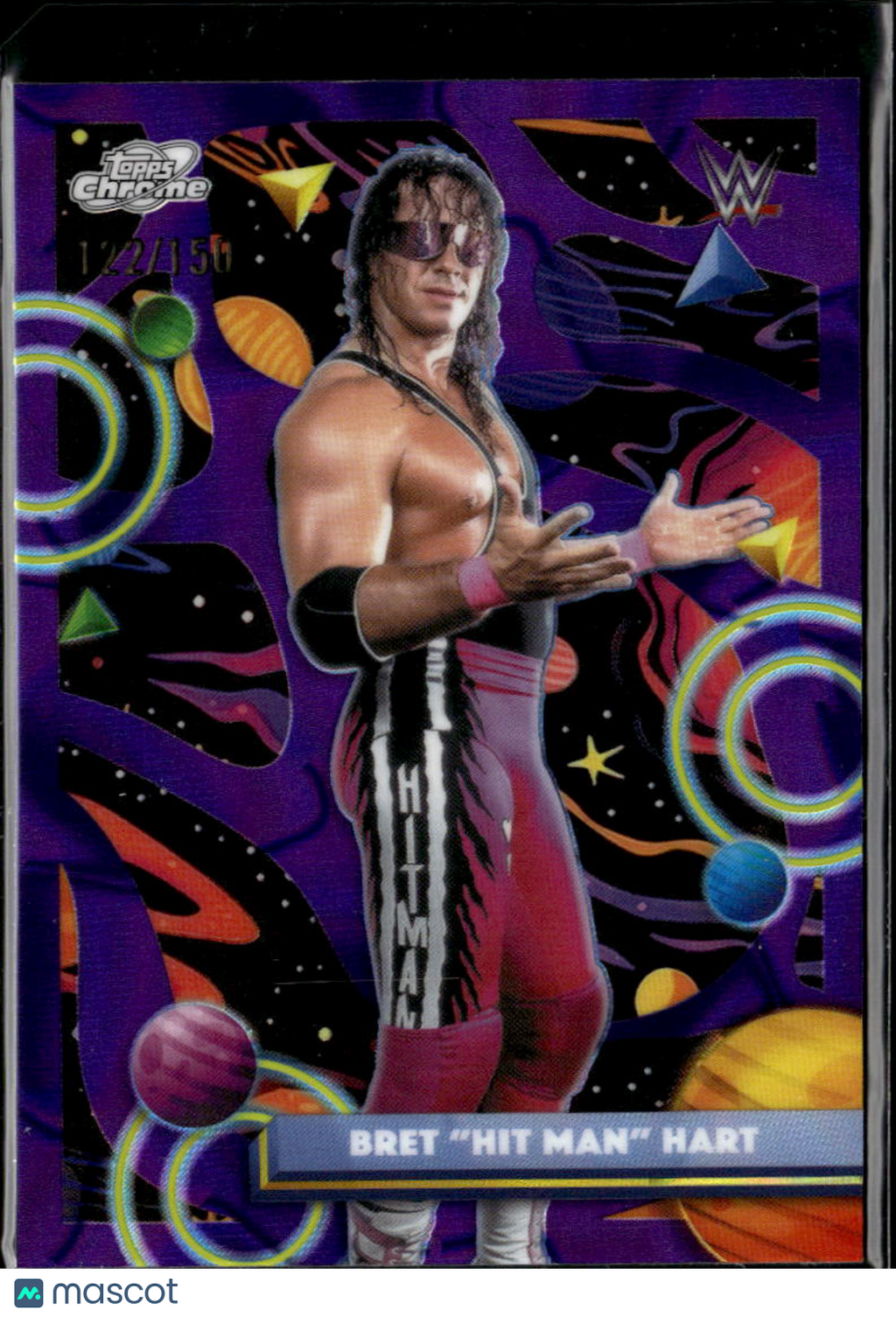 Bret "Hit Man" Hart 2026 Topps Chrome WWE Purple Refractor 122/150