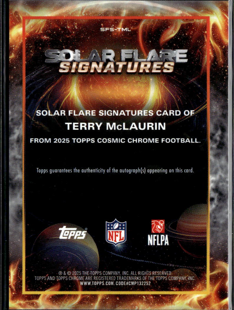 Terry McLaurin 2025 Topps Chrome Cosmic Auto Autograph 70/99 Commanders