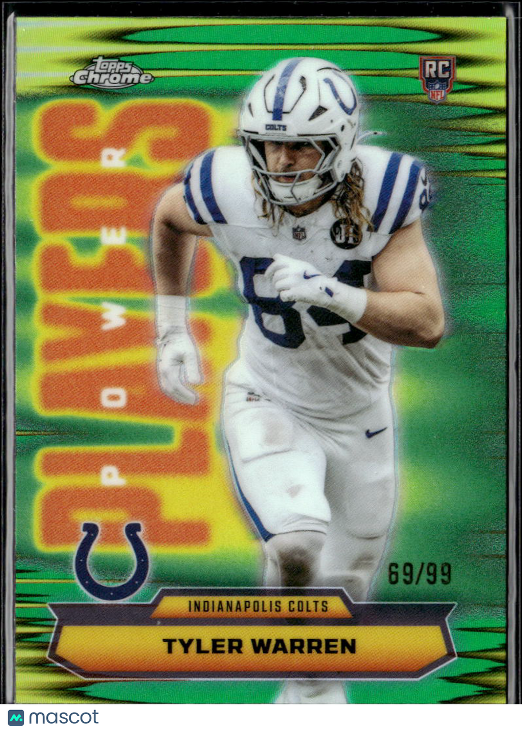 Tyler Warren 2025 Topps Chrome Power Players RC Green Refractor 69/99 Colts