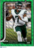 Justin Fields 2025 Topps Chrome Green Wave Refractor 28/99 New York Jets