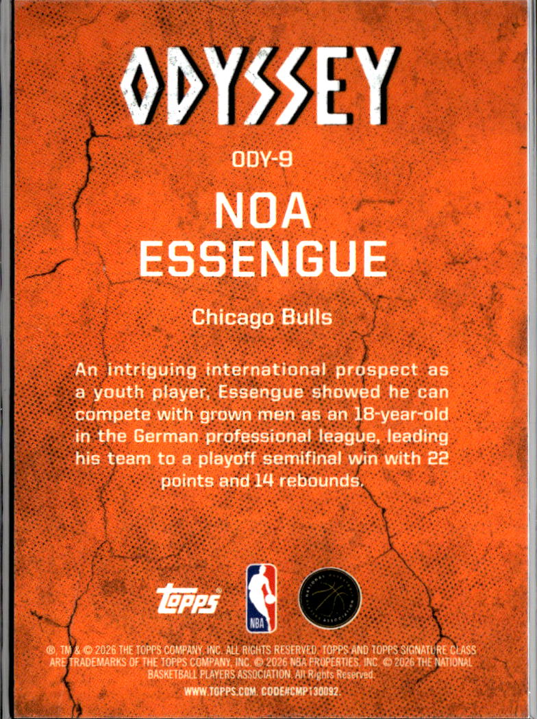 Noa Essengue 2026 Topps Signature Class Odyssey RC SSP CASE HIT Chicago Bulls