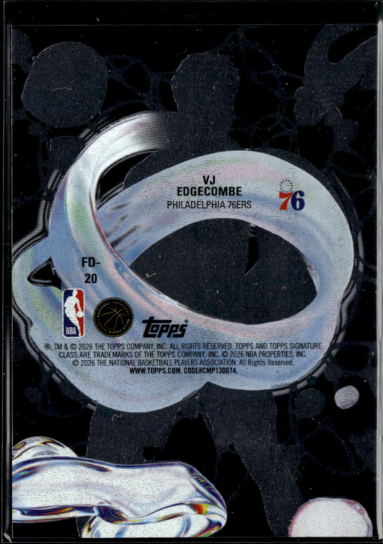 VJ Edgecombe 2026 Topps Chrome Basketball RC Philadelphia 76ers