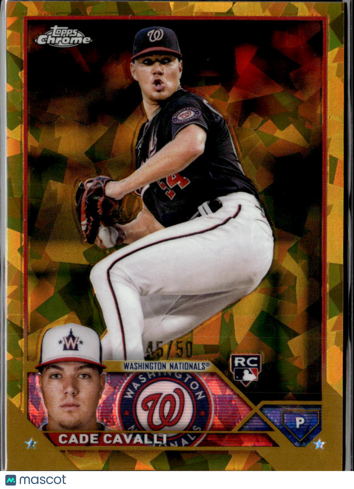 Cade Cavalli 2023 Topps Chrome GOLD Sapphire Rookie 45/50 Washington Nationals