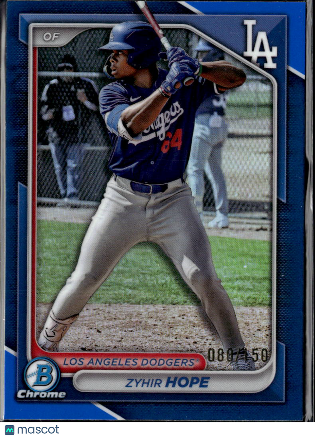 Zyhir Hope 2024 Bowman Chrome Blue Refractor RC 80/150 Los Angeles Dodgers
