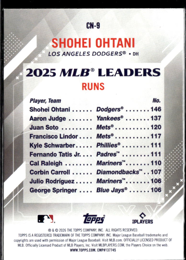 Shohei Ohtani 2026 Topps Crooked Numbers Pink Los Angeles Dodgers