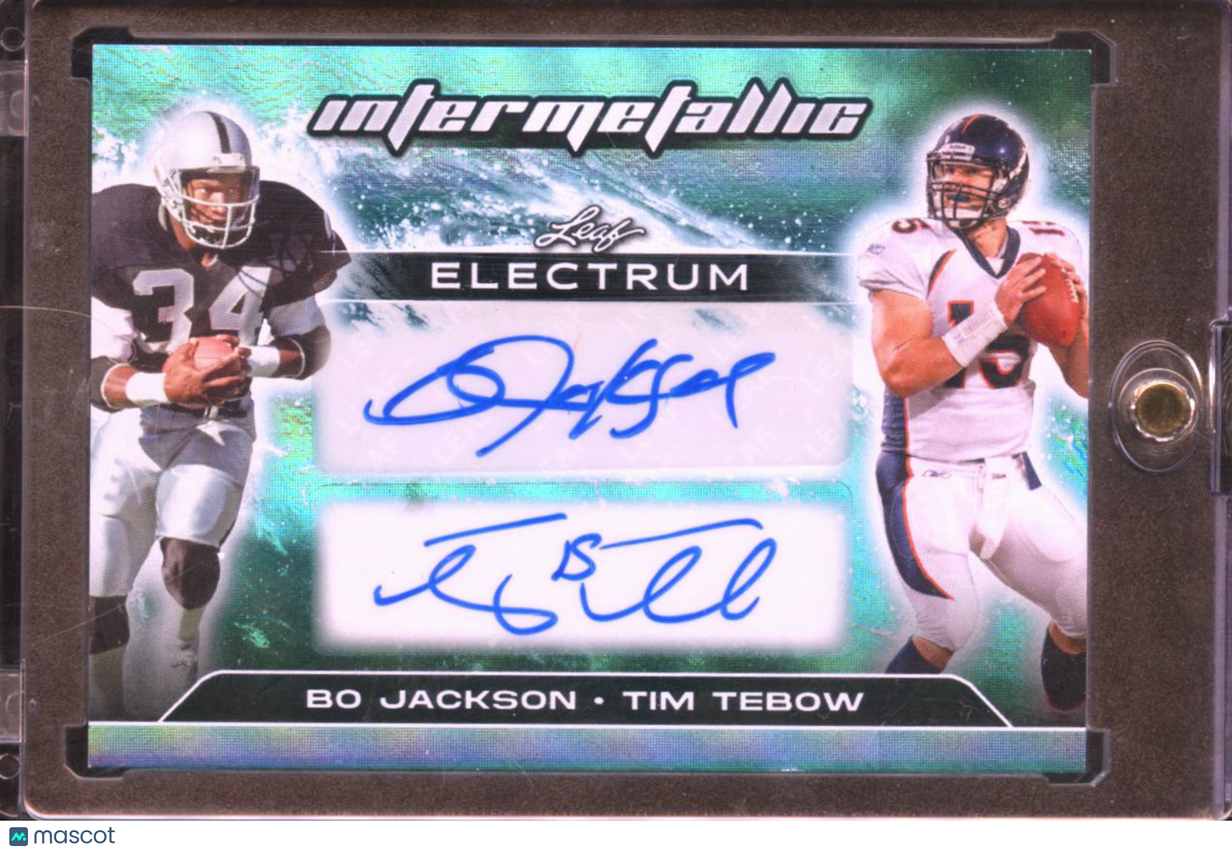 Tim Tebow / Bo Jackson 2025 Leaf Electrum Dual Auto Autograph 1/1 Broncos Raider