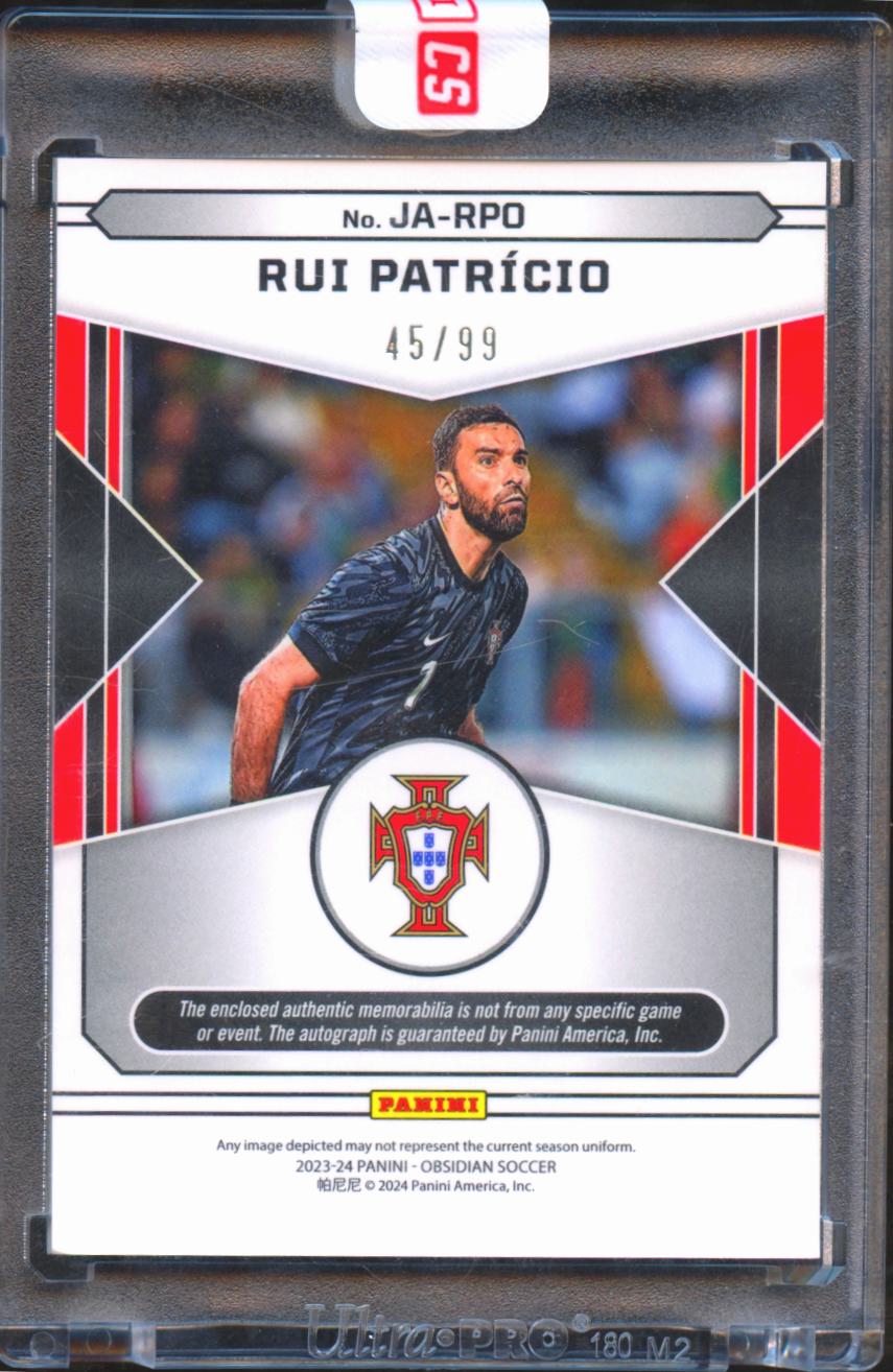 Rui Patrício 2023-24 Obsidian Auto Autograph Patch 45/99 Portugal