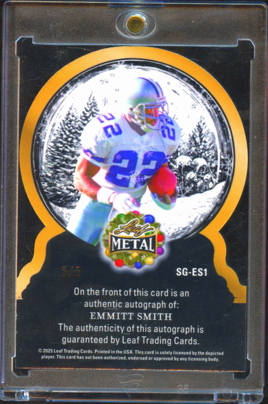 Emmitt Smith 2025 Leaf Metal Auo Autograph Die-Cut 5/5 Dallas Cowboys
