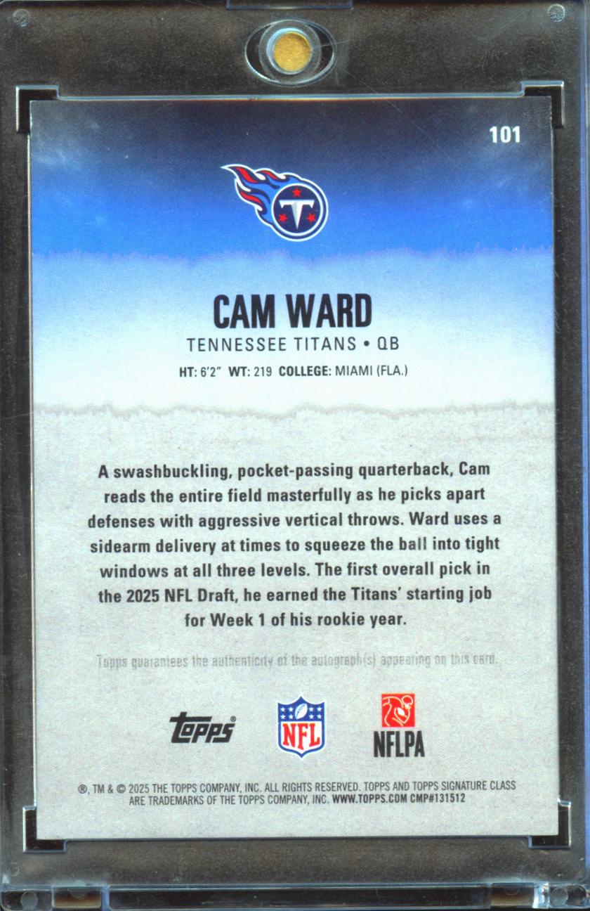 Cam Ward 2025 Topps Signature Class Auto Autograph RC 89/100 Tennessee Titans