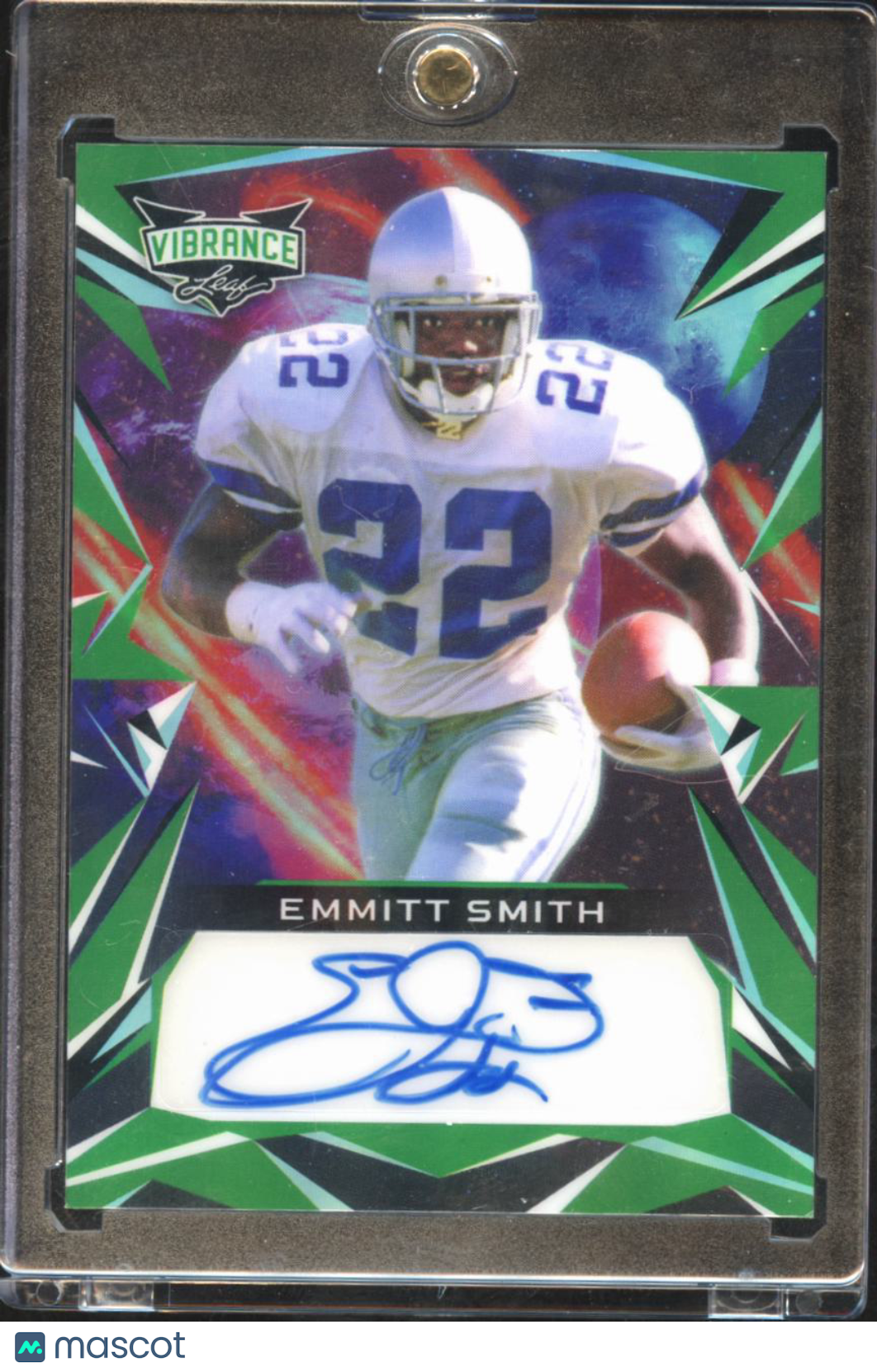 Emmitt Smith 2023 Leaf Vibrance Auto Autograph Green 10/12 Dallas Cowboys