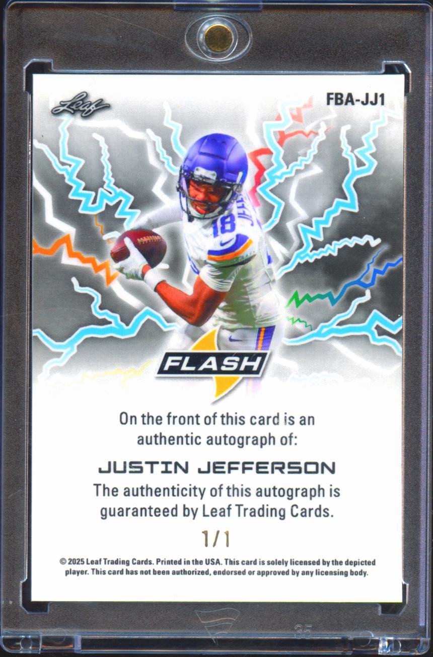 Justin Jefferson 2025 Leaf Flash Auto Autograph 1/1 Minnesota Vikings