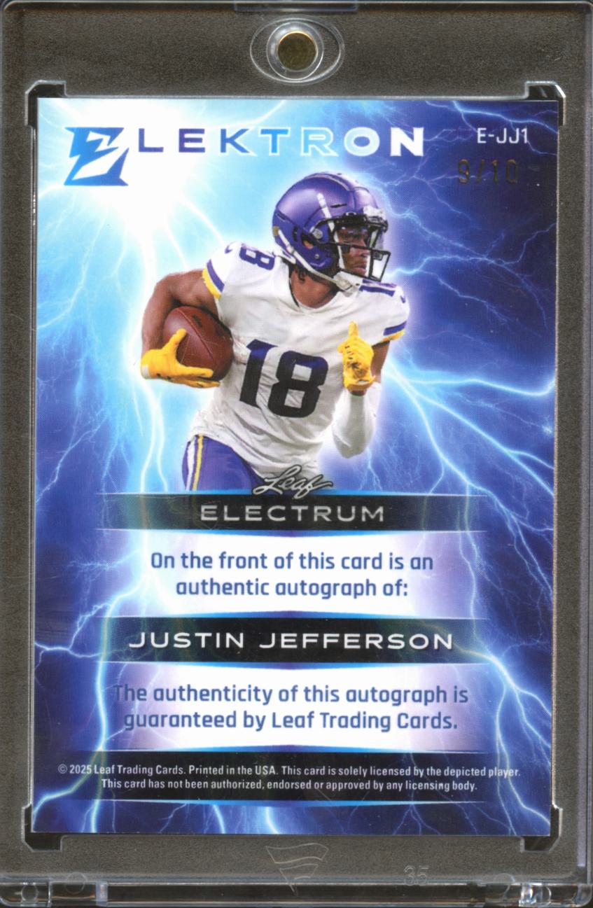 Justin Jefferson 2025 Leaf Electrum Auto Autograph 9/10 Minnesota Vikings