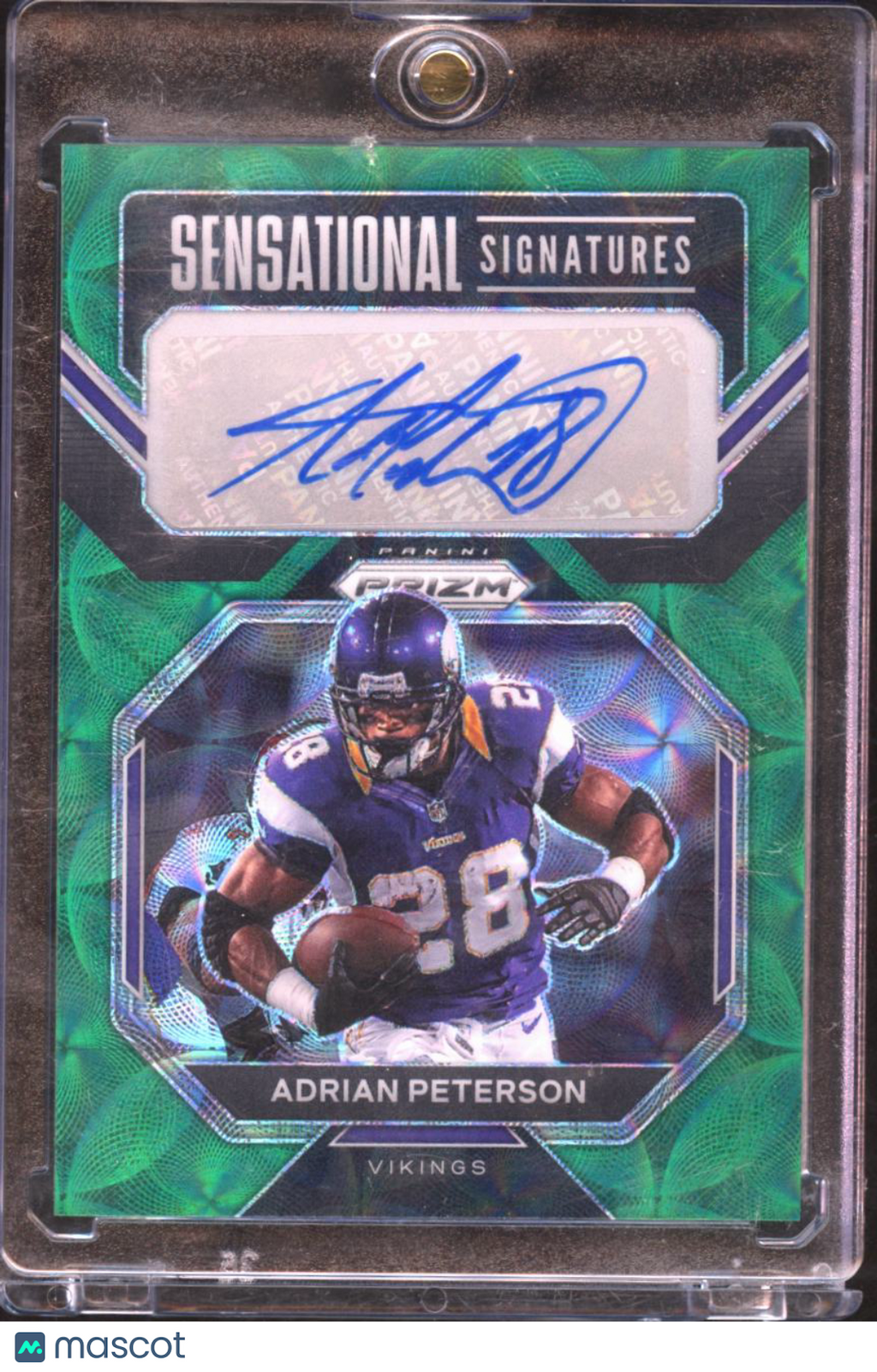 Adrian Peterson 2023 Prizm Auto Autograph Green Scope 19/49 Minnesota Vikings