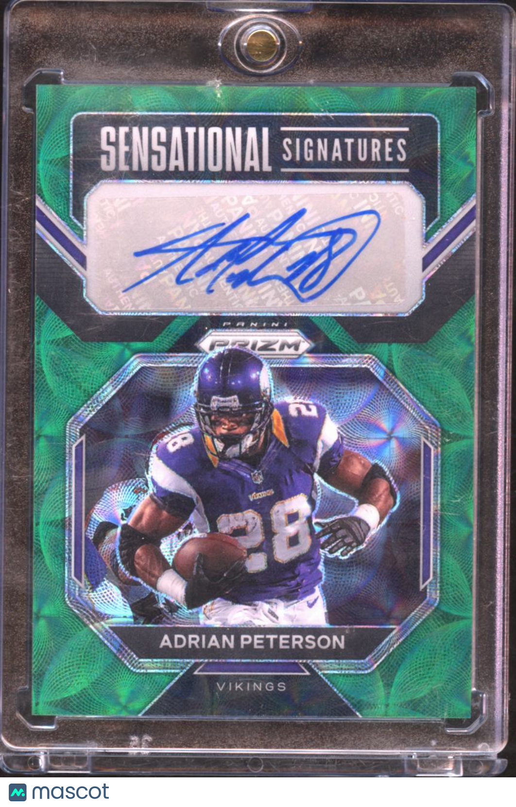 Adrian Peterson 2023 Prizm Auto Autograph Green Scope 19/49 Minnesota Vikings