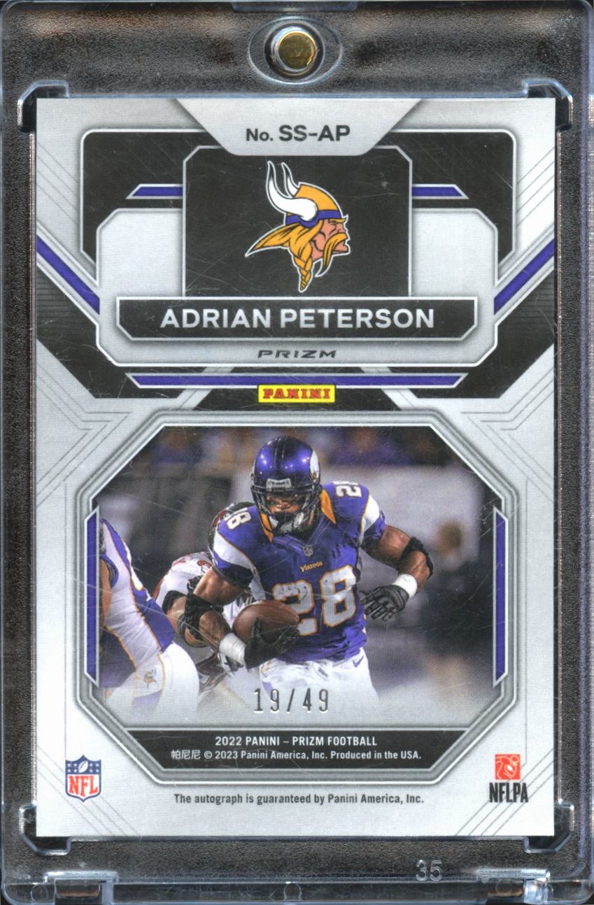 Adrian Peterson 2023 Prizm Auto Autograph Green Scope 19/49 Minnesota Vikings