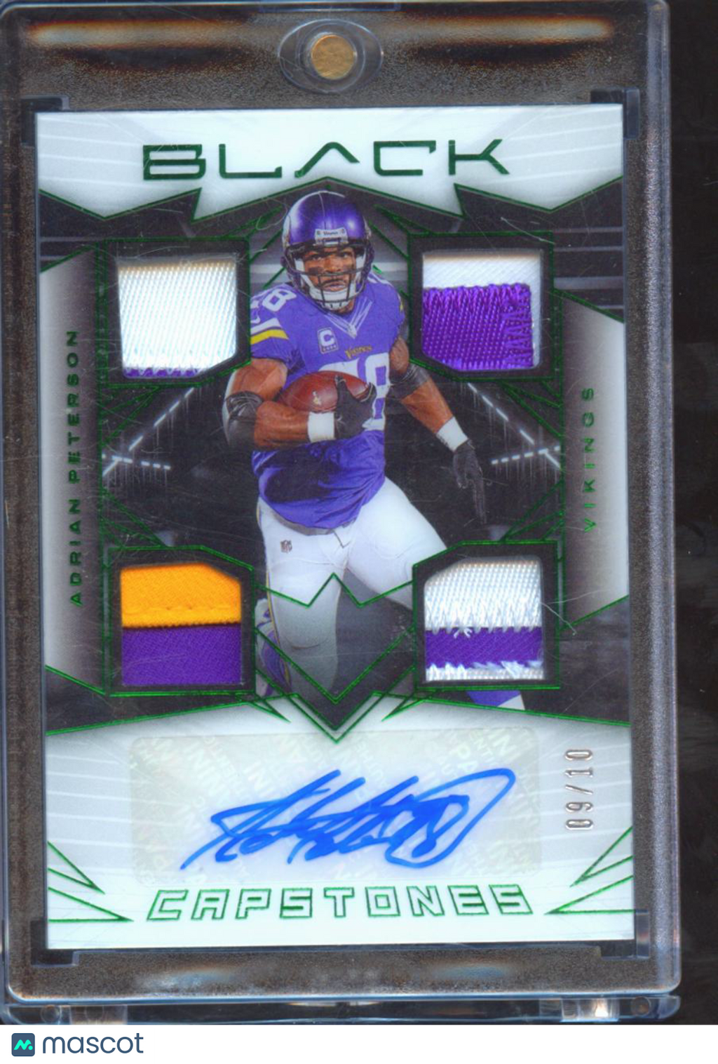 Adrian Peterson 2024 Black Capstones Auto Autograph Patch 9/10 Minnesota Vikings