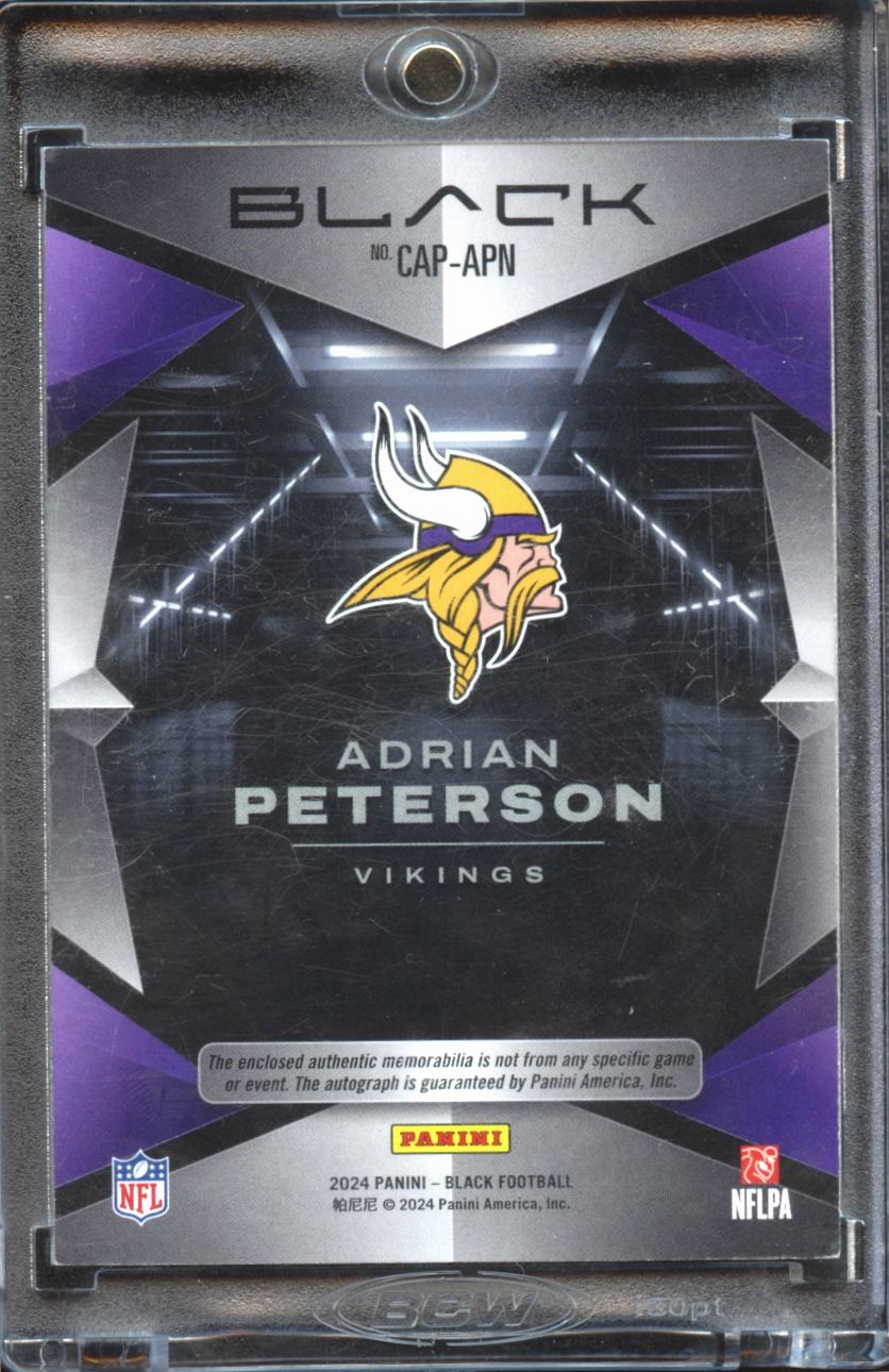 Adrian Peterson 2024 Black Capstones Auto Autograph Patch 9/10 Minnesota Vikings