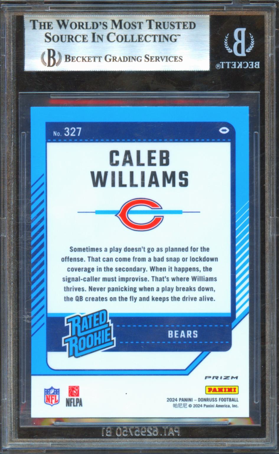 Caleb Williams 2024 Optic Rated Rookie RC Pink Prizm Chicago Bears #327 BGS 9