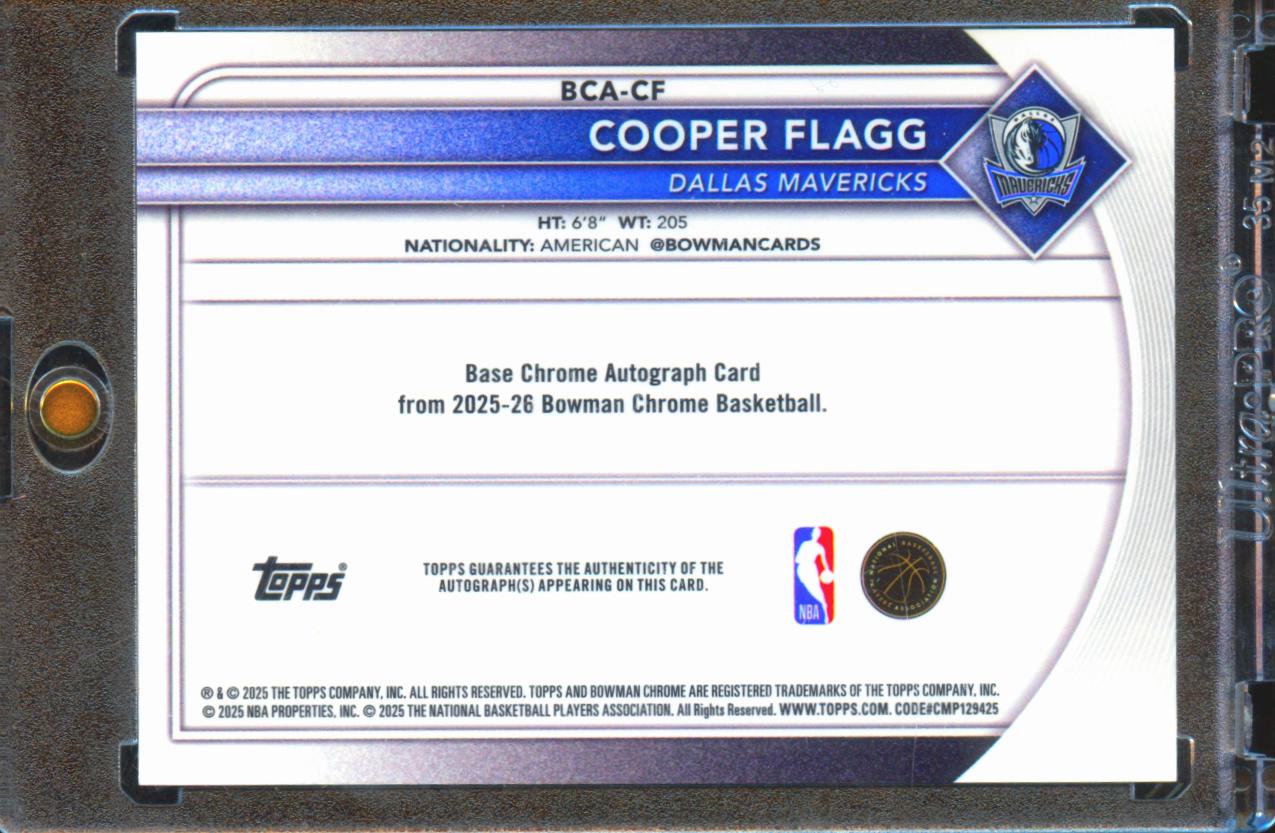 Cooper Flagg 2025 Bowman Chrome Mega Box Auto Autograph RC Dallas Mavericks