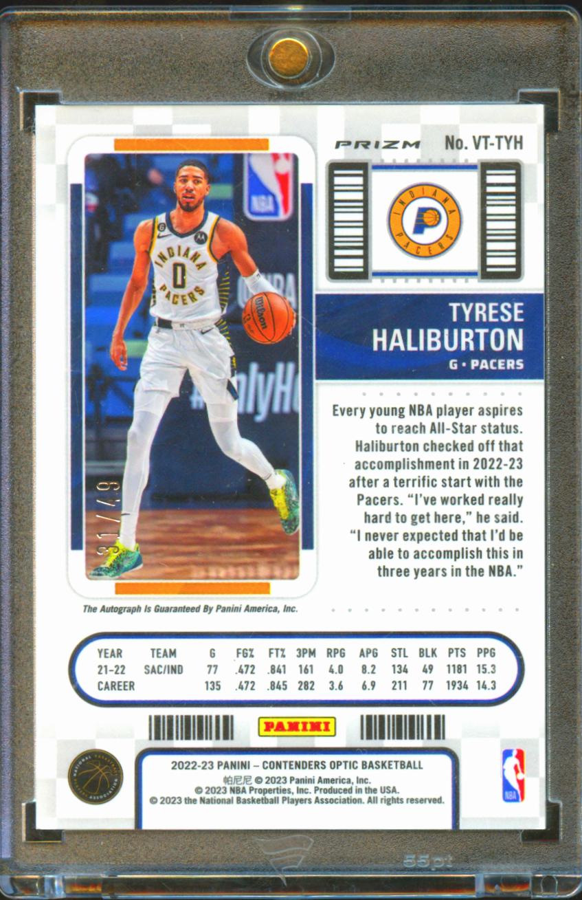 Tyrese Haliburton 2022-23 Contenders Optic Auto Autograph 31/49 Indiana Pacers