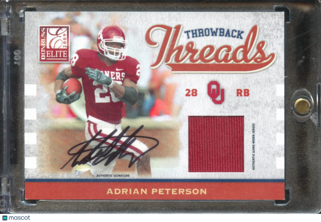 Adrian Peterson 2009 Donruss Elite Auto Autograph Game Worn Patch Sooners 12/25