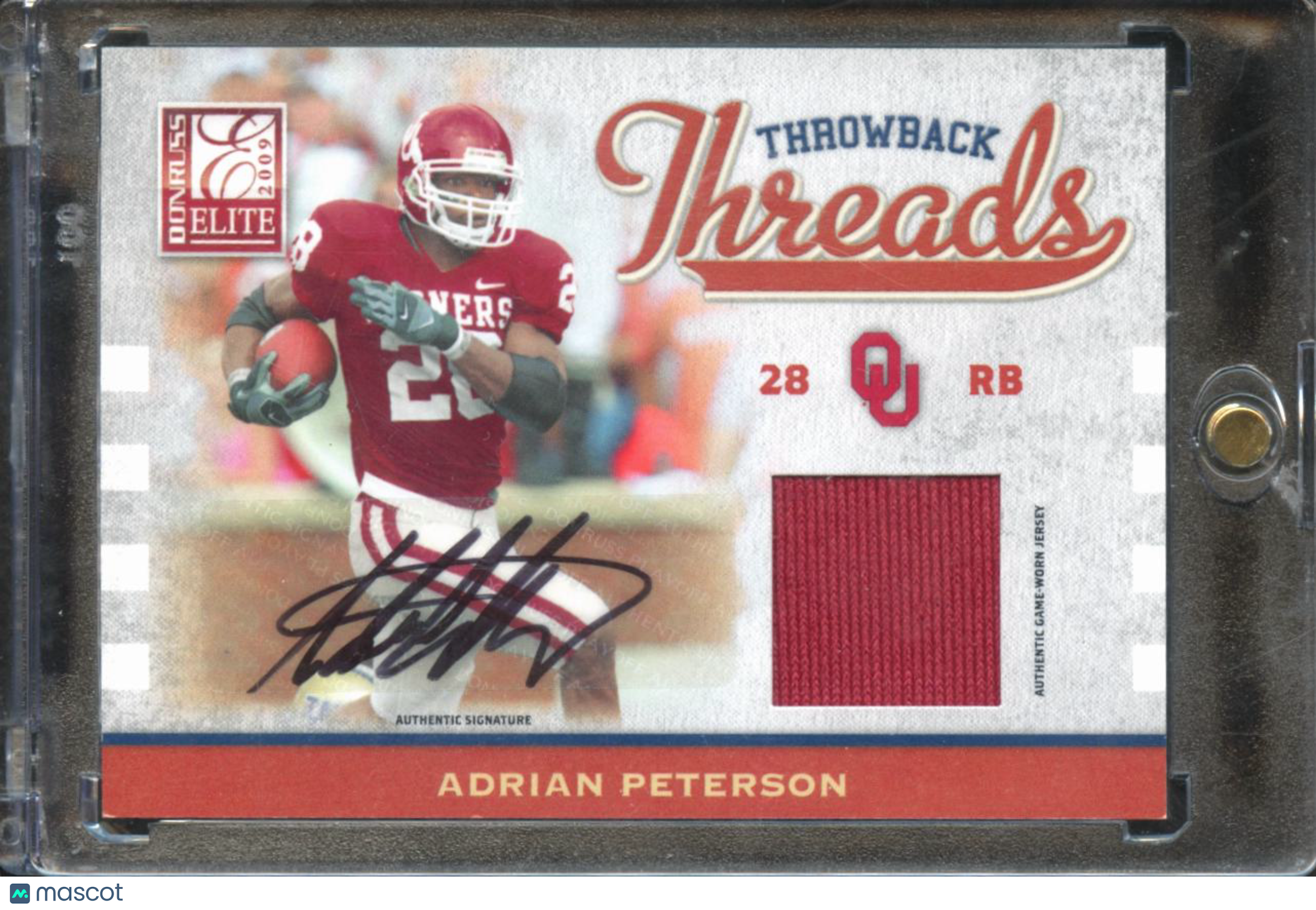 Adrian Peterson 2009 Donruss Elite Auto Autograph Game Worn Patch Sooners 12/25