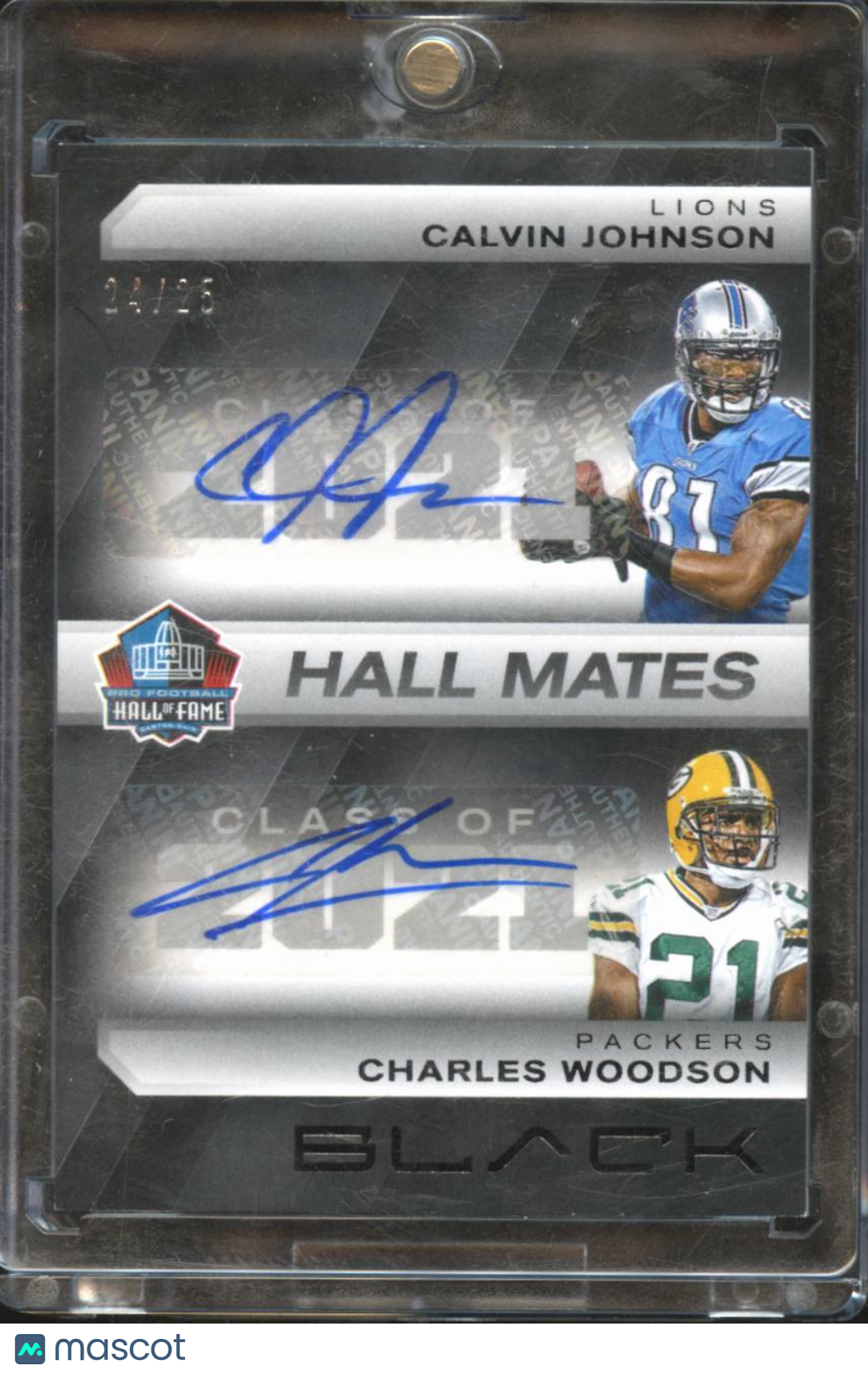 Calvin Johnson / Charles Woodson 2025 Panini Black Hall Mates Auto Autograph /25