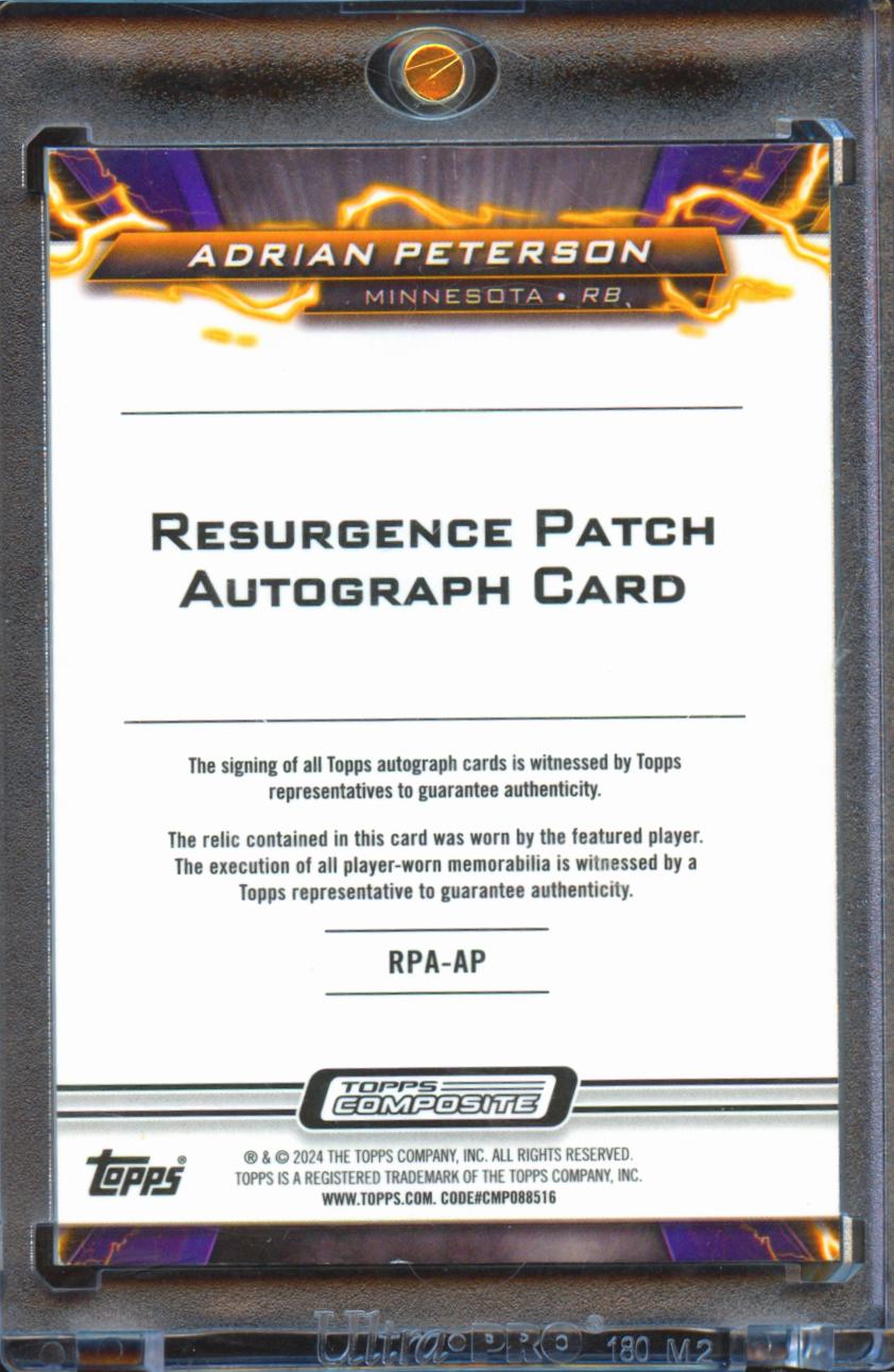 Adrian Peterson 2024 Topps Resurgence Auto Autograph Patch GOLD 4/10 Vikings