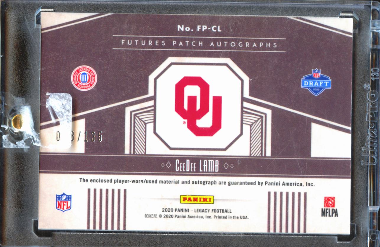 CeeDee Lamb 2020 Legacy Auto Autograph Patch RC 23/135 Oklahoma Sooners