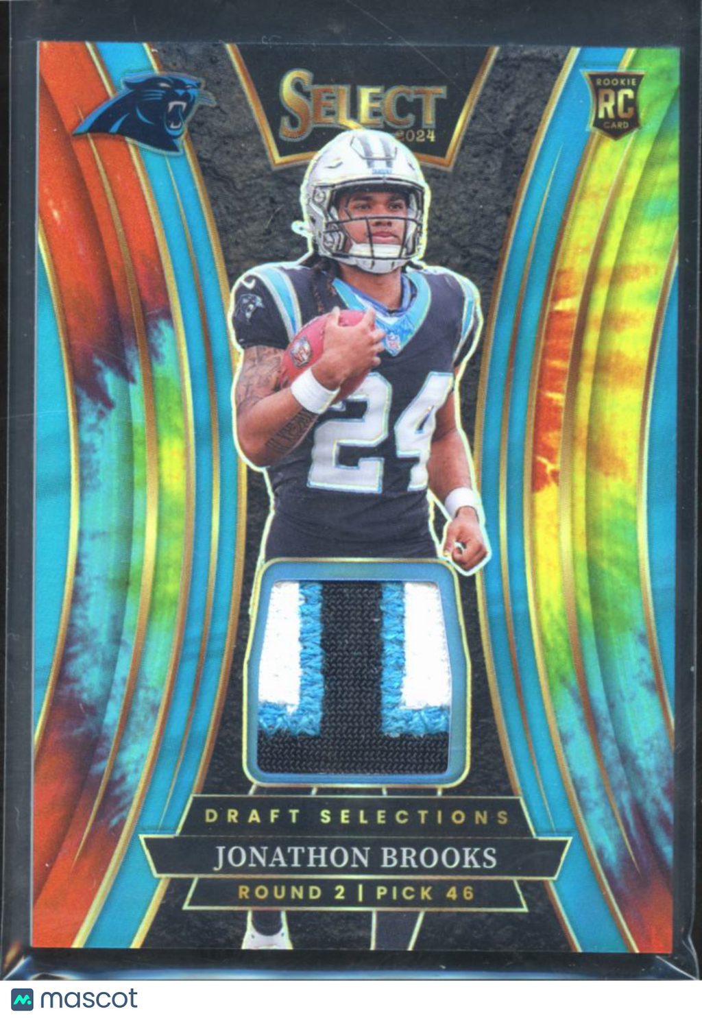 Jonathon Brooks 2024 Select Tie-Dye Patch Rookie RC 24/25 Carolina Panthers