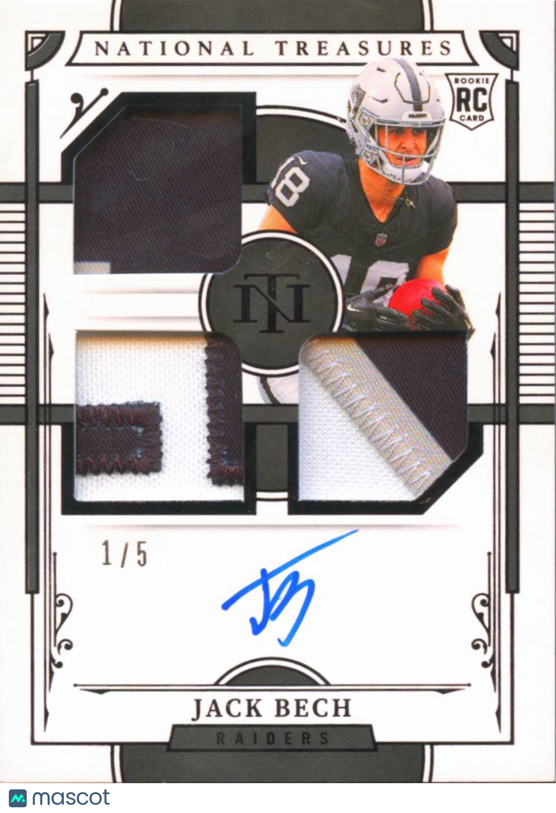 Jack Bech 2025 National Treasures Auto Autograph Patch RC 1/5 Las Vegas Raiders