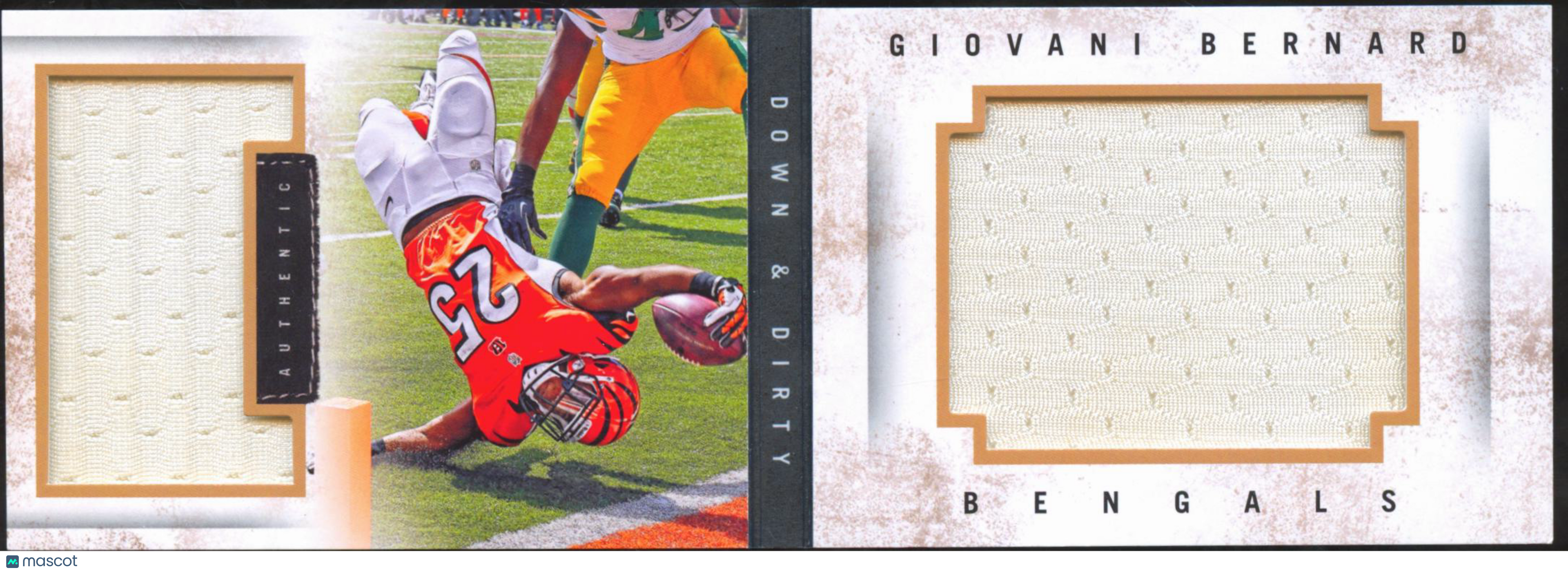 Giovani Bernard 2014 Playbook Down & Dirty Game Worn Patch Booklet /25 Bengals