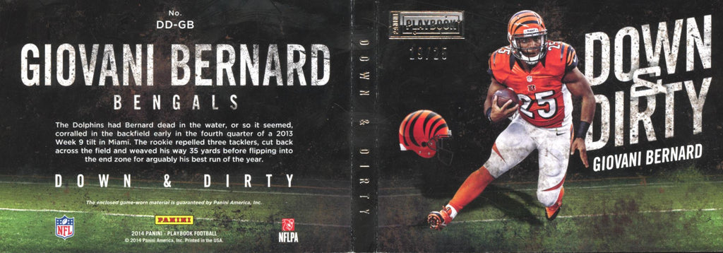 Giovani Bernard 2014 Playbook Down & Dirty Game Worn Patch Booklet /25 Bengals