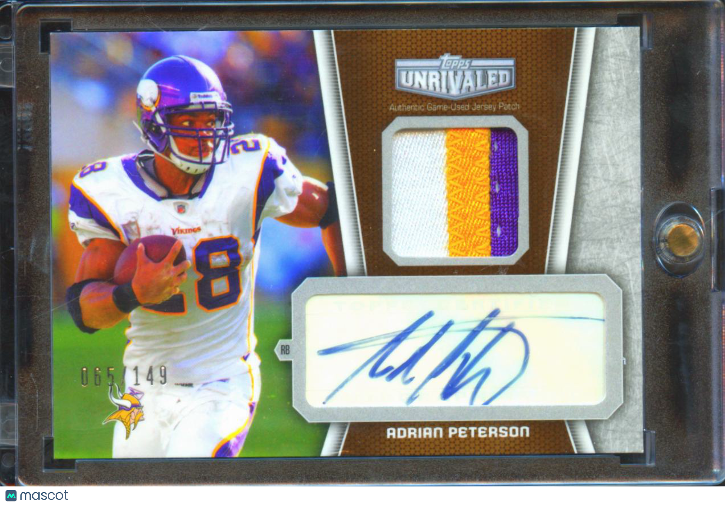 Adrian Peterson 2010 Topps Unrivaled Auto Autograph Game Worn Patch /149 Vikings