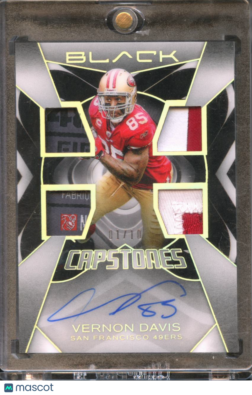 Vernon Davis 2025 Black Capstones Auto Autograph Patch 1/10 SF 49ers