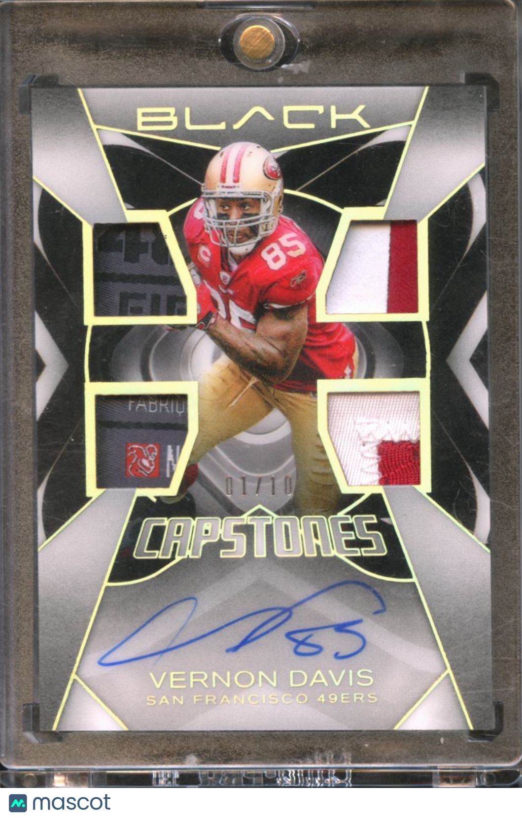 Vernon Davis 2025 Black Capstones Auto Autograph Patch 1/10 SF 49ers