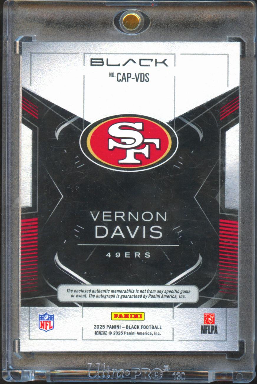 Vernon Davis 2025 Black Capstones Auto Autograph Patch 1/10 SF 49ers
