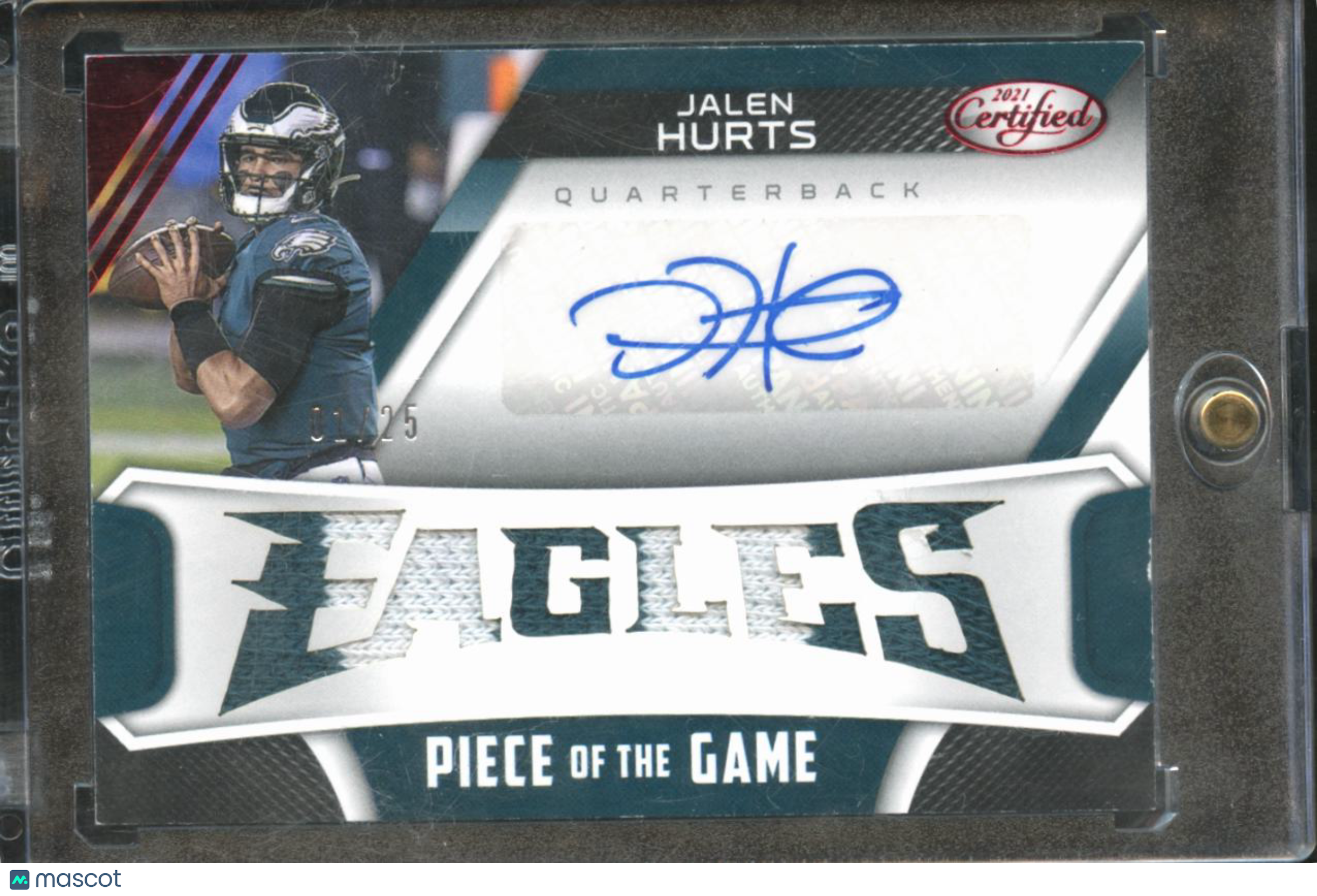 Jalen Hurts 2021 Certified Auto Autograph Patch Philadelphia Eagles 1/25