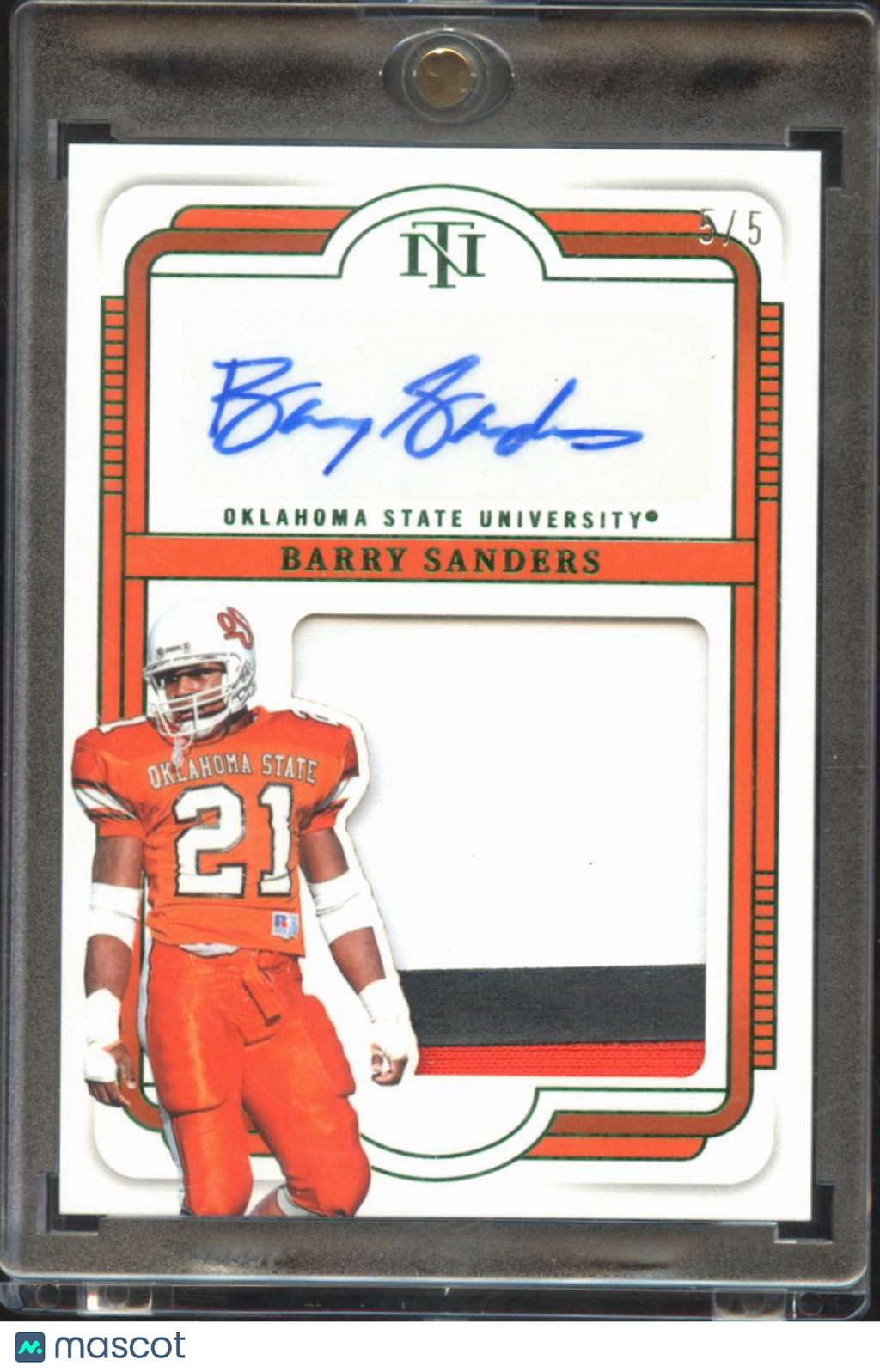 Barry Sanders 2025 National Treasures Auto Autograph Patch OSU Cowboys 5/5