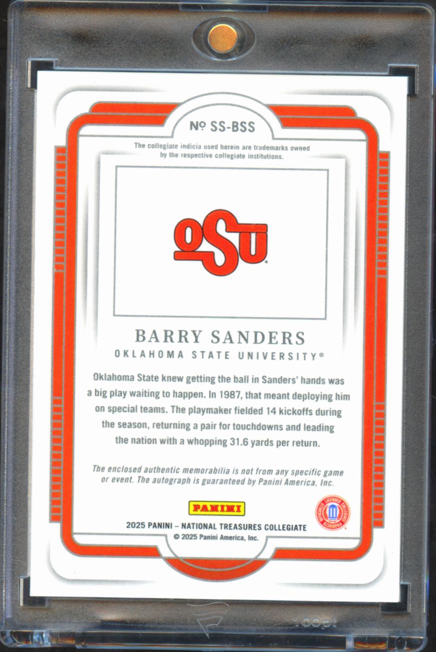 Barry Sanders 2025 National Treasures Auto Autograph Patch OSU Cowboys 5/5