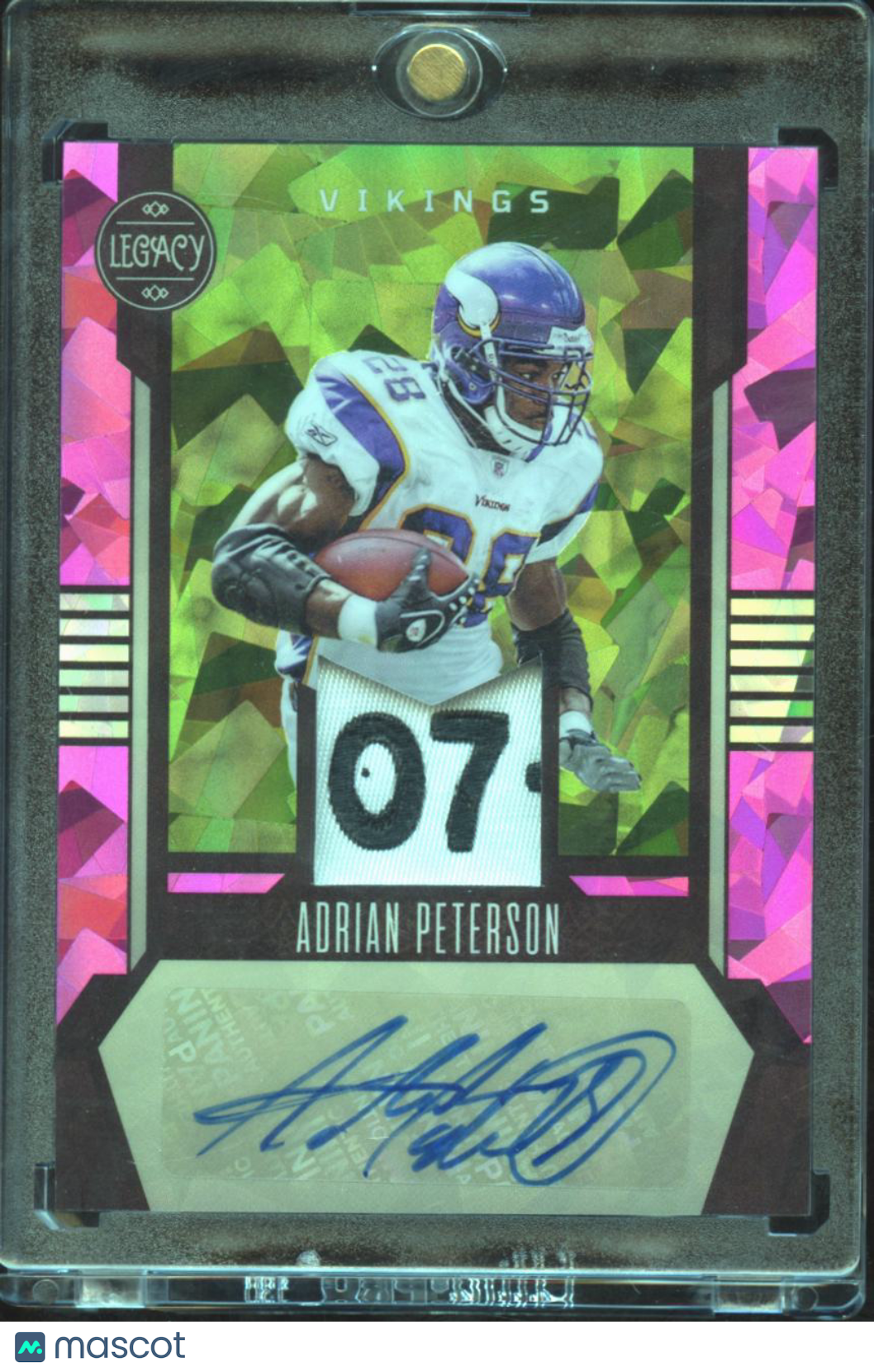 Adrian Peterson 2023 Legacy Auto Autograph Laundry Tag Patch 2/5 Vikings