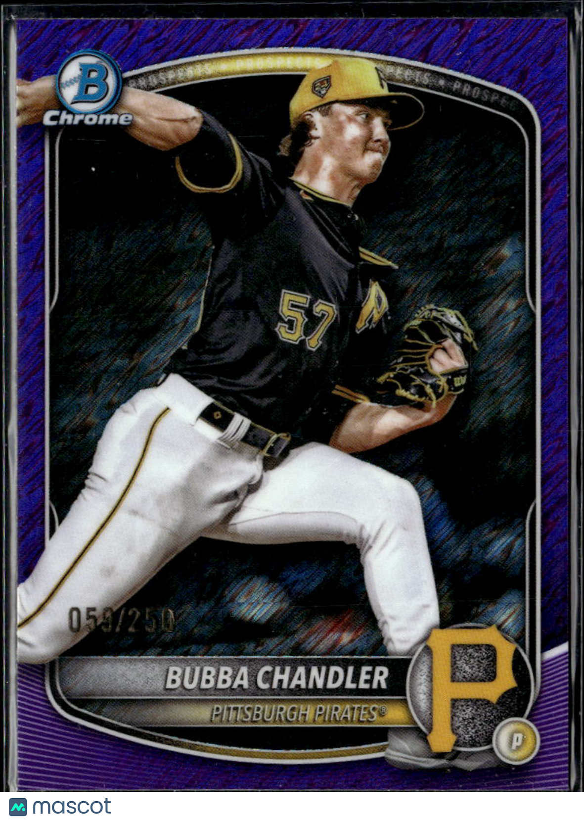 Bubba Chandler 2025 Bowman Chrome Purple Shimmer 59/250 Pittsburgh Pirates