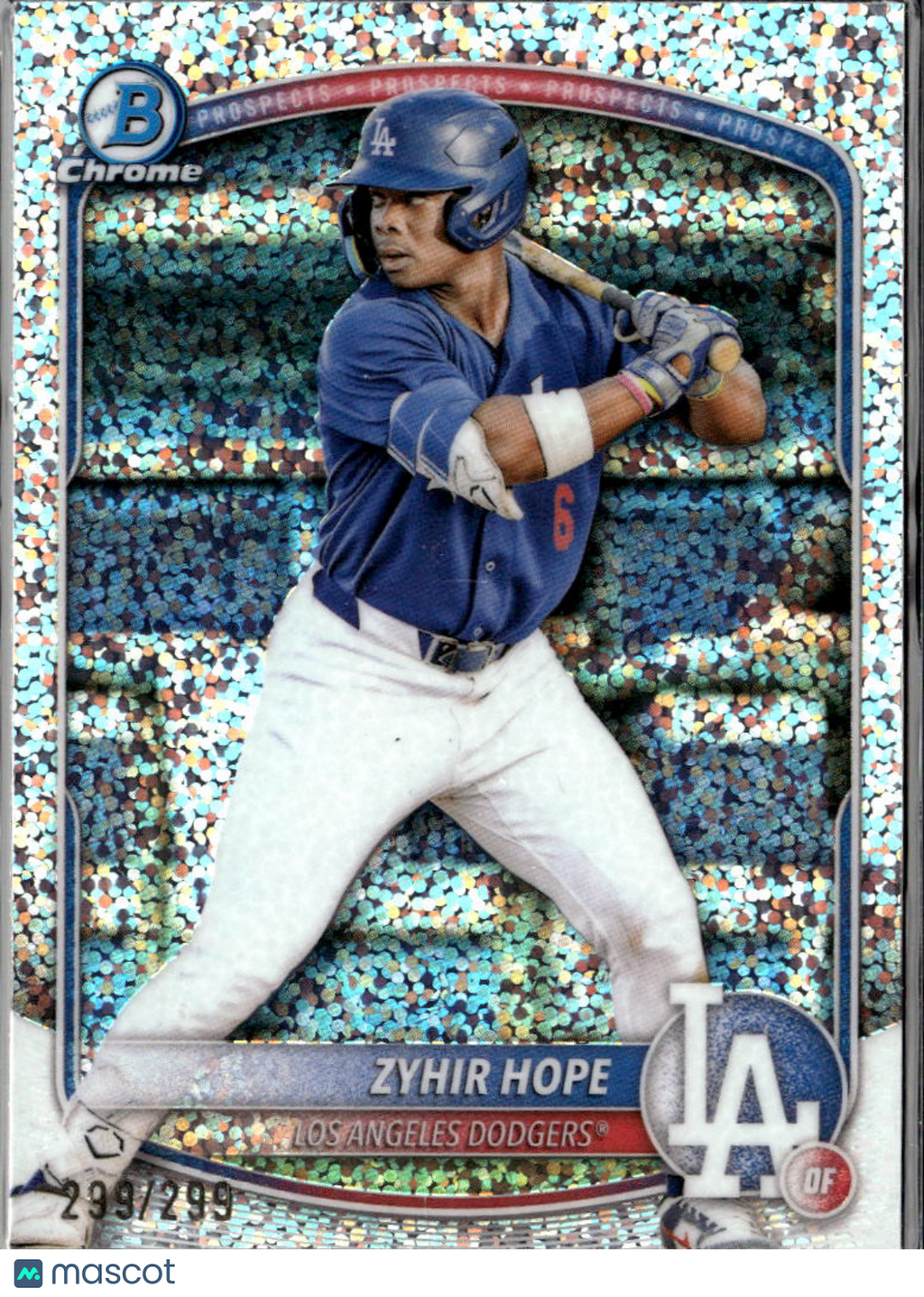 Zyhir Hope 2025 Bowman Chrome Speckle Refractor 299/299 Los Angeles Dodgers