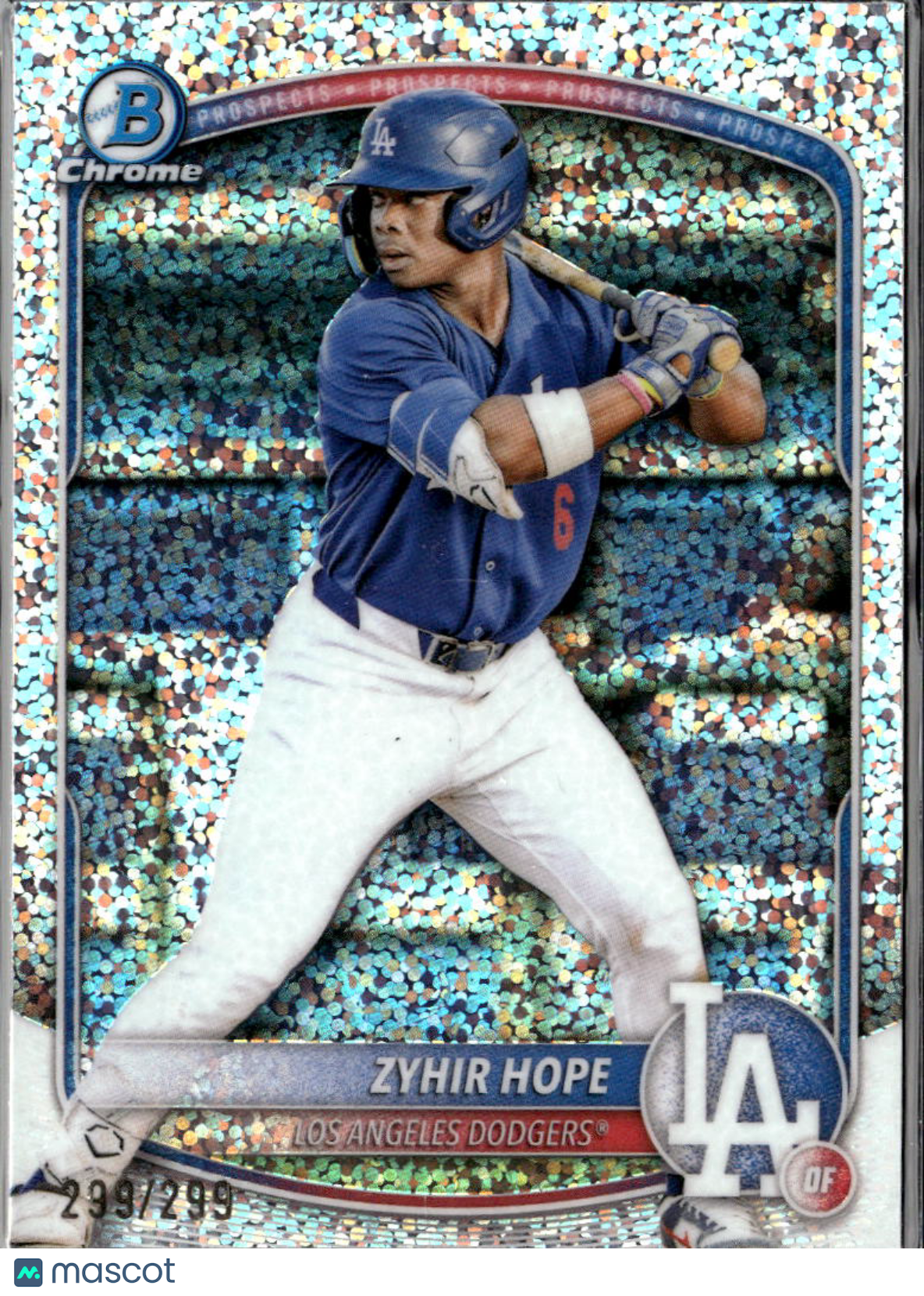 Zyhir Hope 2025 Bowman Chrome Speckle Refractor 299/299 Los Angeles Dodgers