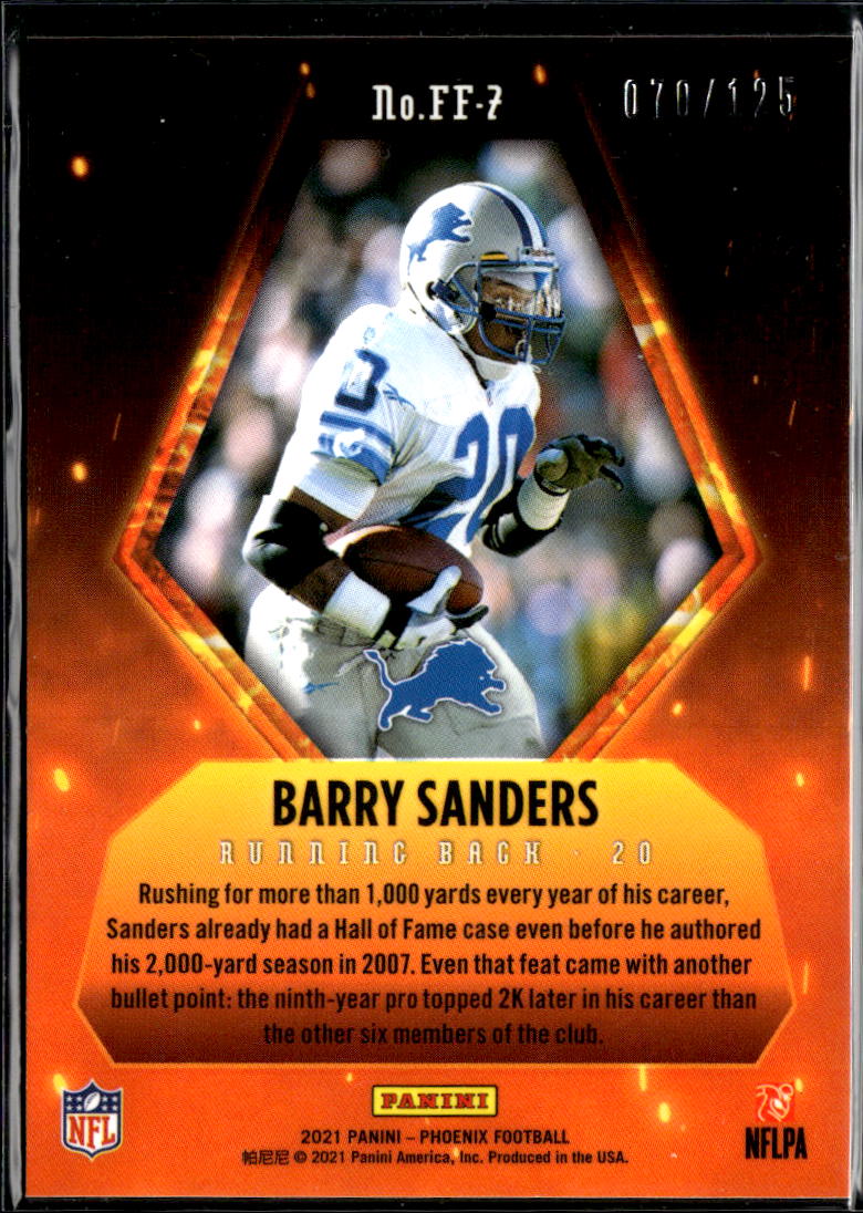 Barry Sanders 2021 Phoenix Fire Forged Purple 70/125 Detroit Lions