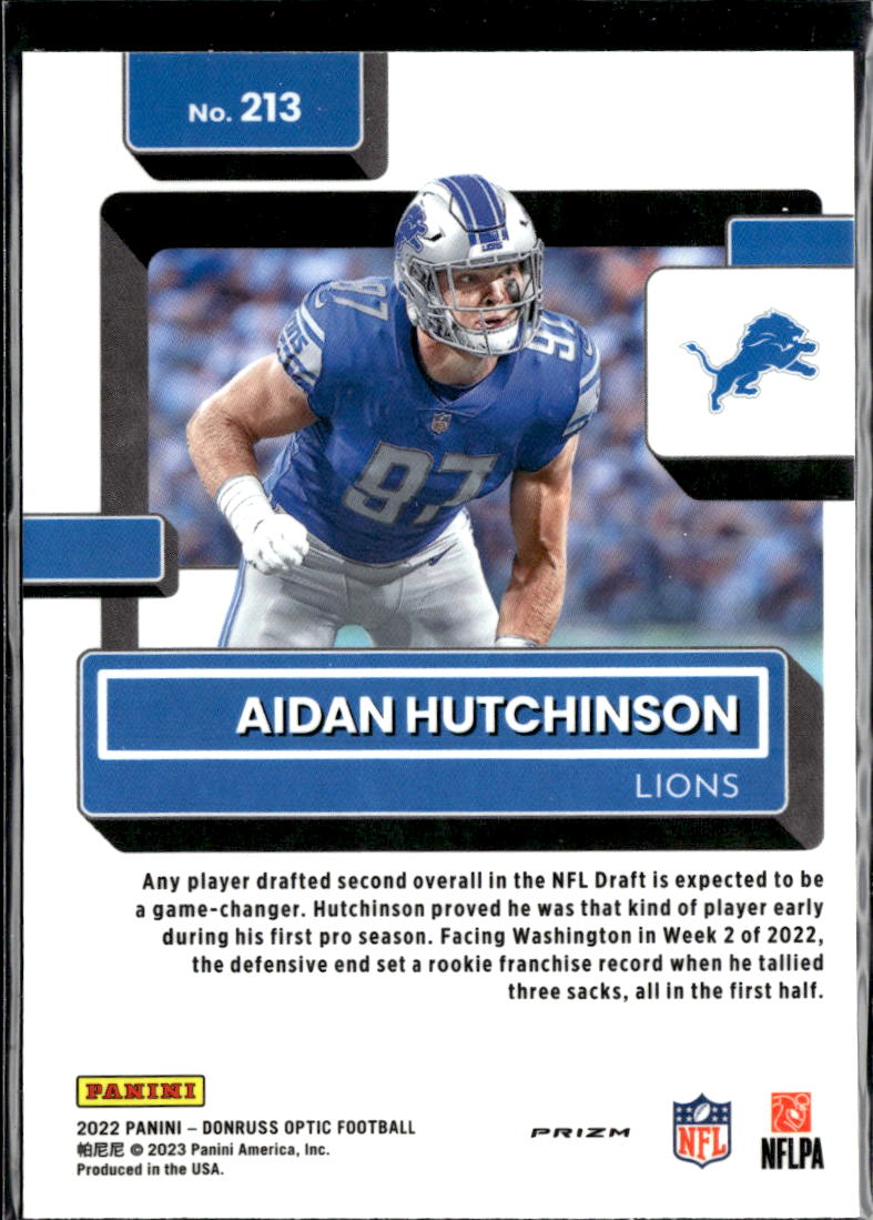 Aidan Hutchinson 2023 Optic Rated Rookie RC Red Hyper Prizm Detroit Lions
