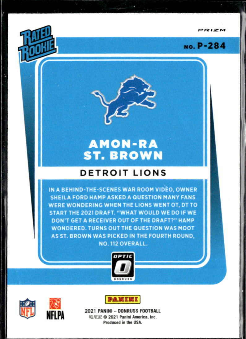 Amon-Ra St. Brown 2021 Optic Rated Rookie Red Green Prizm RC Detroit Lions