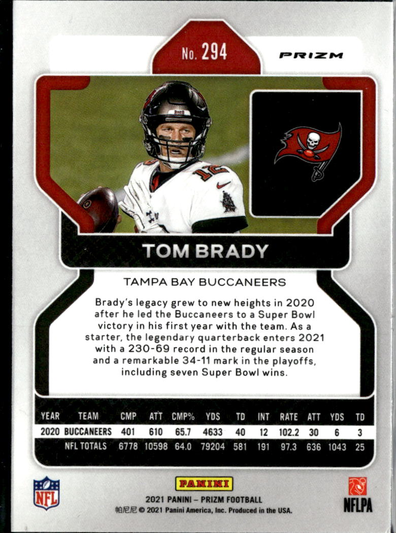 Tom Brady 2021 Prizm Red Ice Prizm #294 Tampa Bay Buccaneers