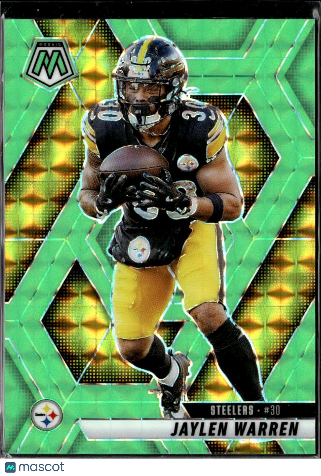 Jaylen Warren 2025 Mosaic Green Fluorescent 9/10 Pittsburgh Steelers